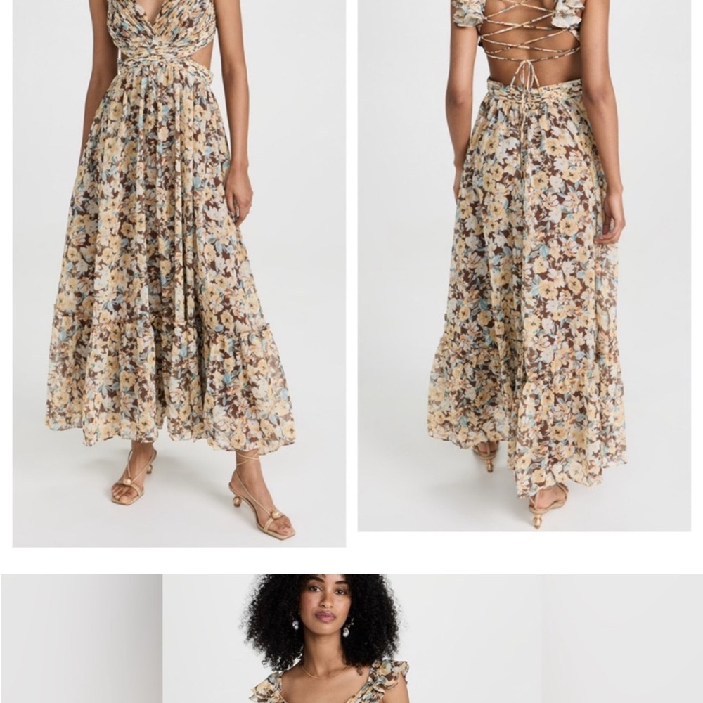 Astr Floral Backless Dress - Green and Orange